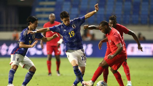 Timnas Jepang menelan kekalahan dari Kanada dalam laga uji coba jelang Piala Dunia 2022 di Stadion Al Maktoum, Dubai, Uni Emirat Arab, Kamis (17/11).