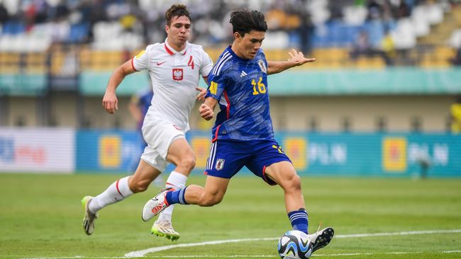 Timnas Jepang U-17 menang tipis 1-0 atas Polandia U-17 pada laga Grup D Piala Dunia U-17 2023 di Stadion Jalak Harupat Bandung, Sabtu (11/11).