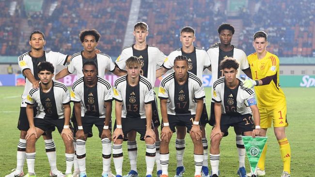 Jerman unggul 2-0 atas Meksiko pada matchday pertama grup F Piala Dunia U-17 2023 di Stadion Si Jalak Harupat, Bandung, Minggu (12/11) malam WIB.